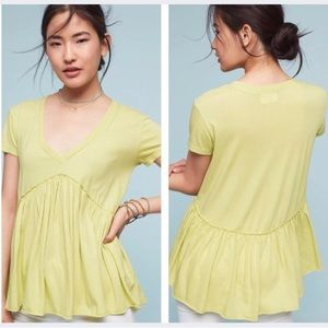 Anthropologie Draped V-beck Peplum tshirt